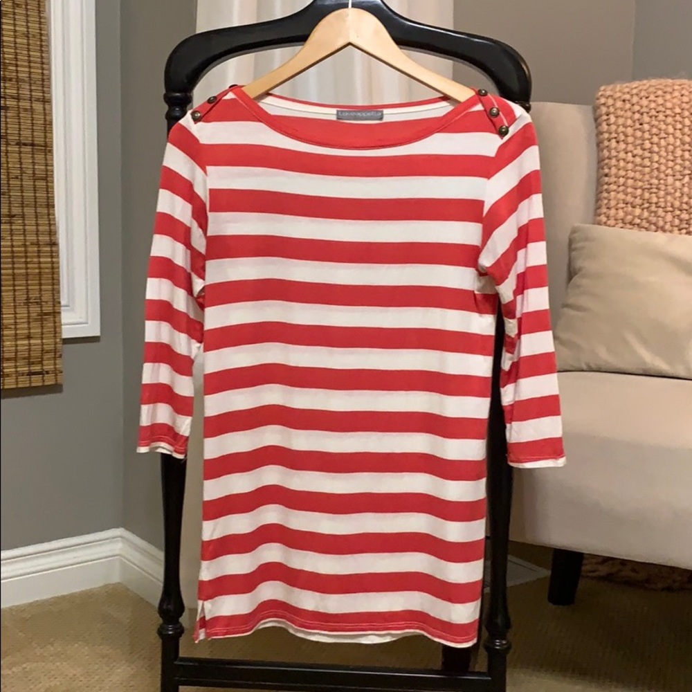 Pink and white striped top